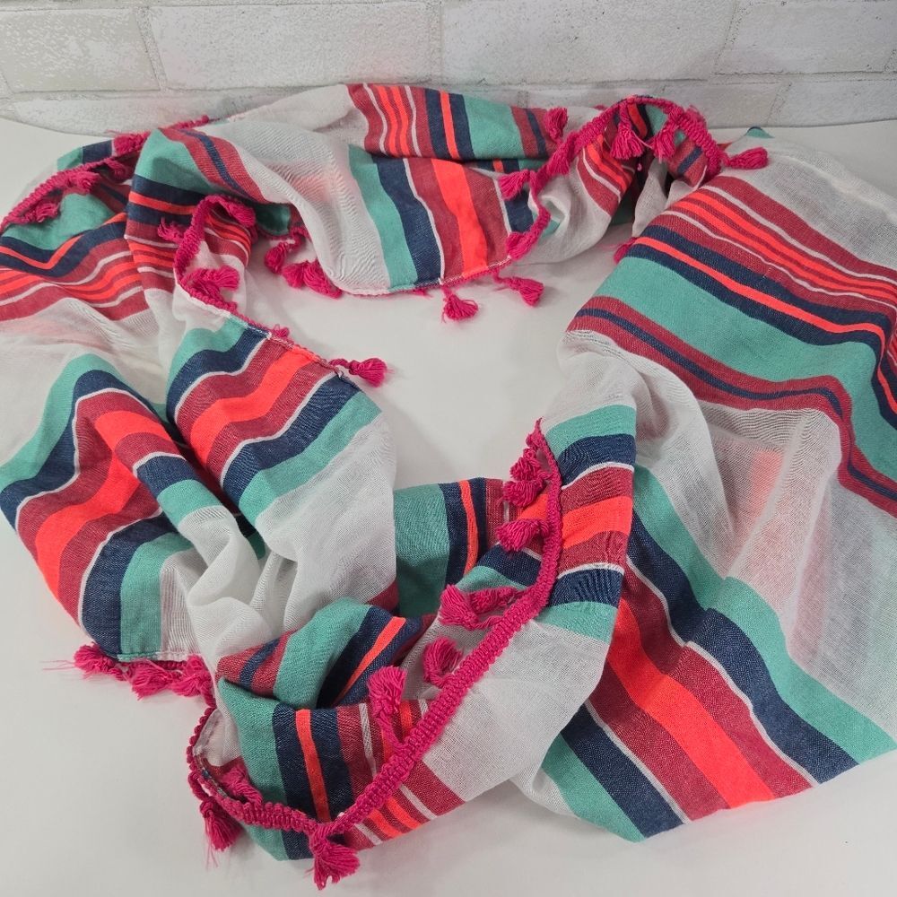 Colorful tassel infinity scarf‎